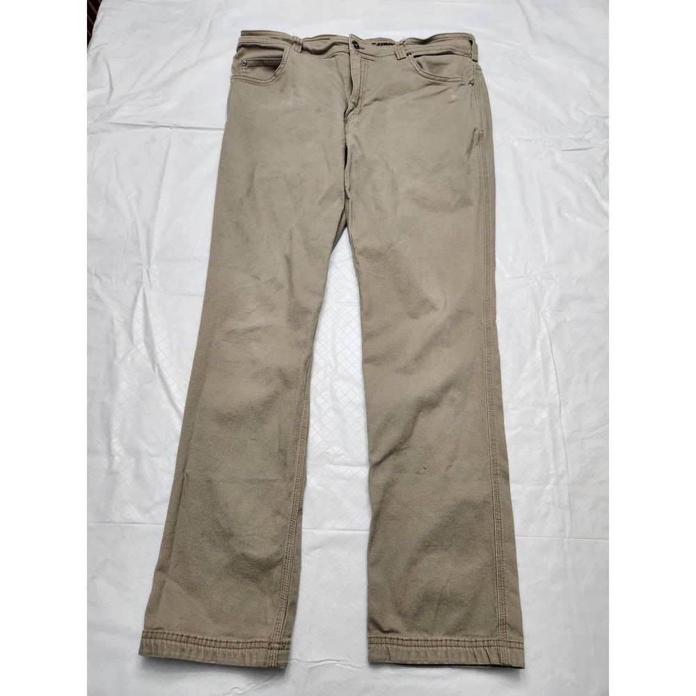 Duluth Trading Co Pants Mens 38x32 Beige Flex Fire Hose Slim Fit Canvas Workwear
